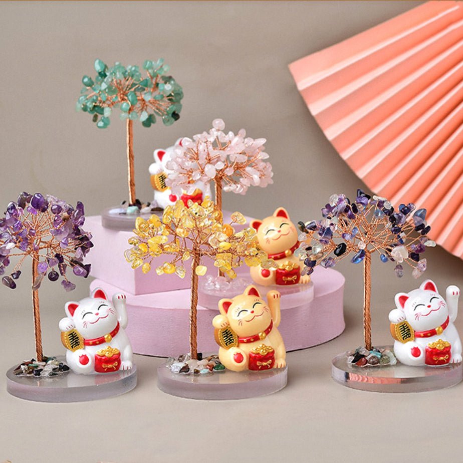 Arbre de Vie Chance – Maneki-neko & Pierres Naturelles - Biloria