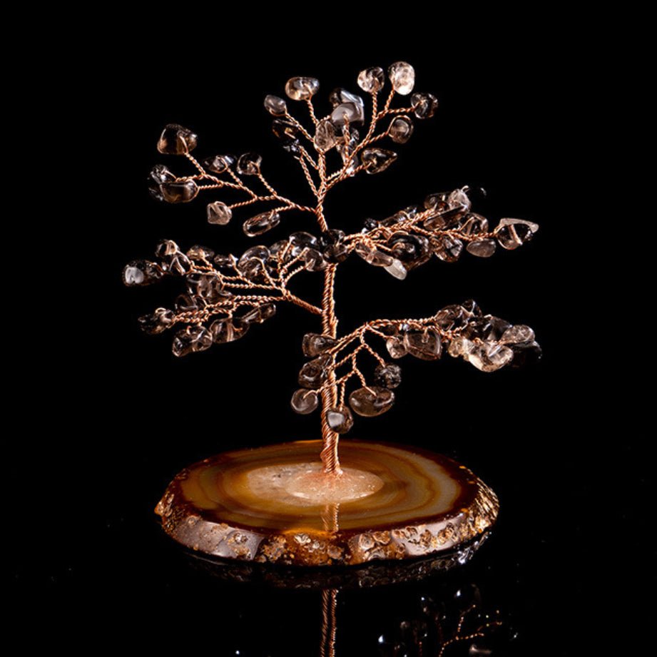 Arbre de Vie Quartz Fumé Agate 11 cm – Détachement et Ancrage - Biloria