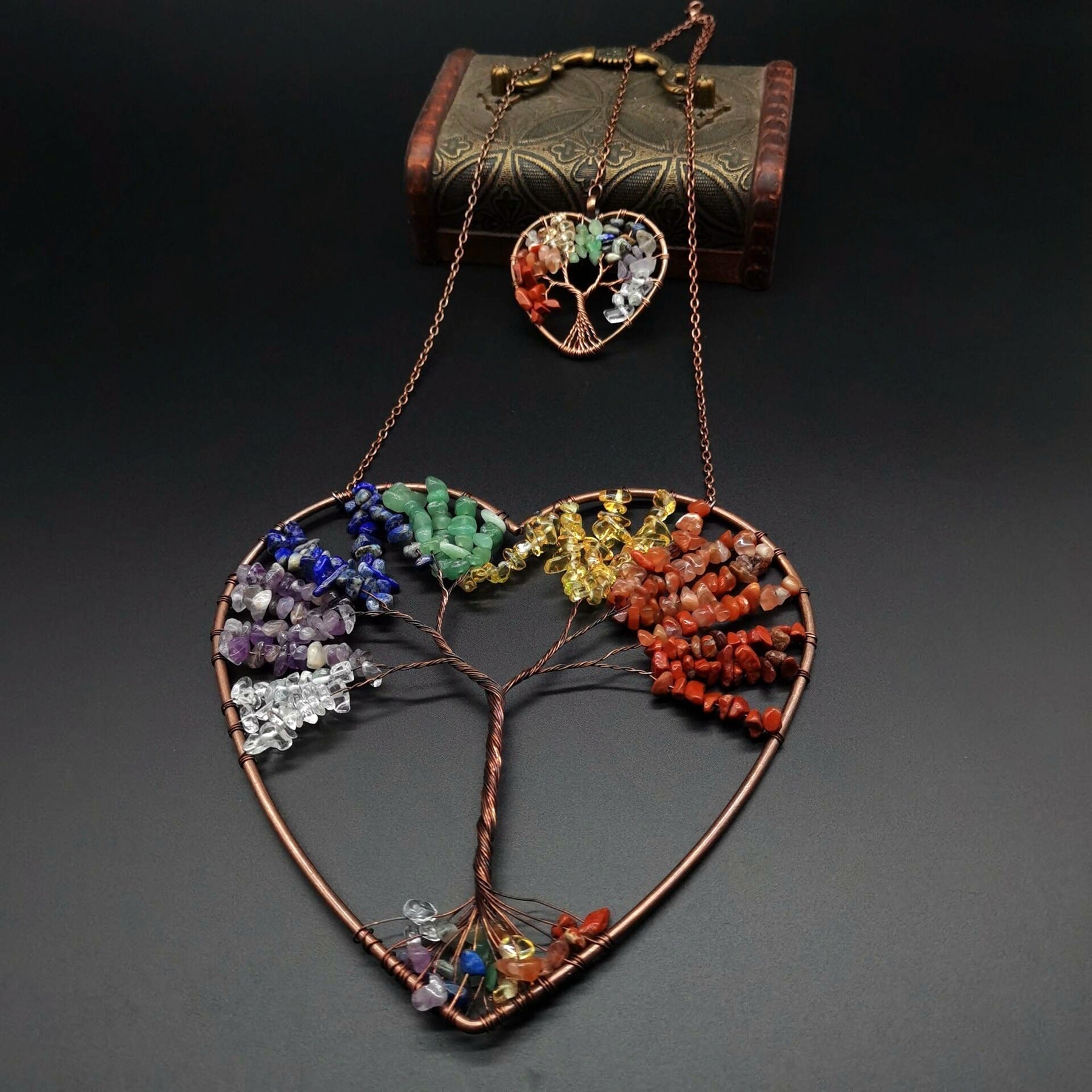 Attrape-rêve Cœur Arbre de Vie 7 Chakras déco tendance - Biloria