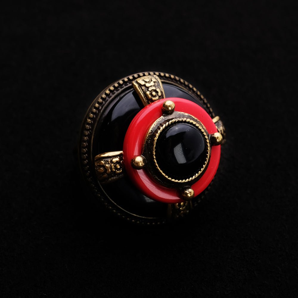 Bague Agate Rouge et Noir Vintage Protection - Biloria