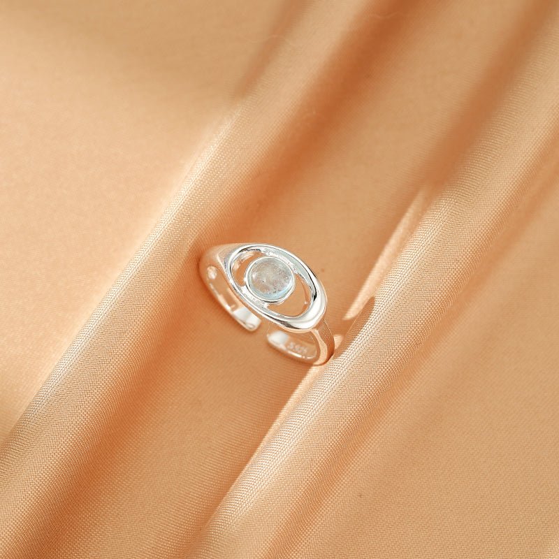 Bague Aigue Marine ajustable Argent 925 – Cadeau apaisant - Biloria