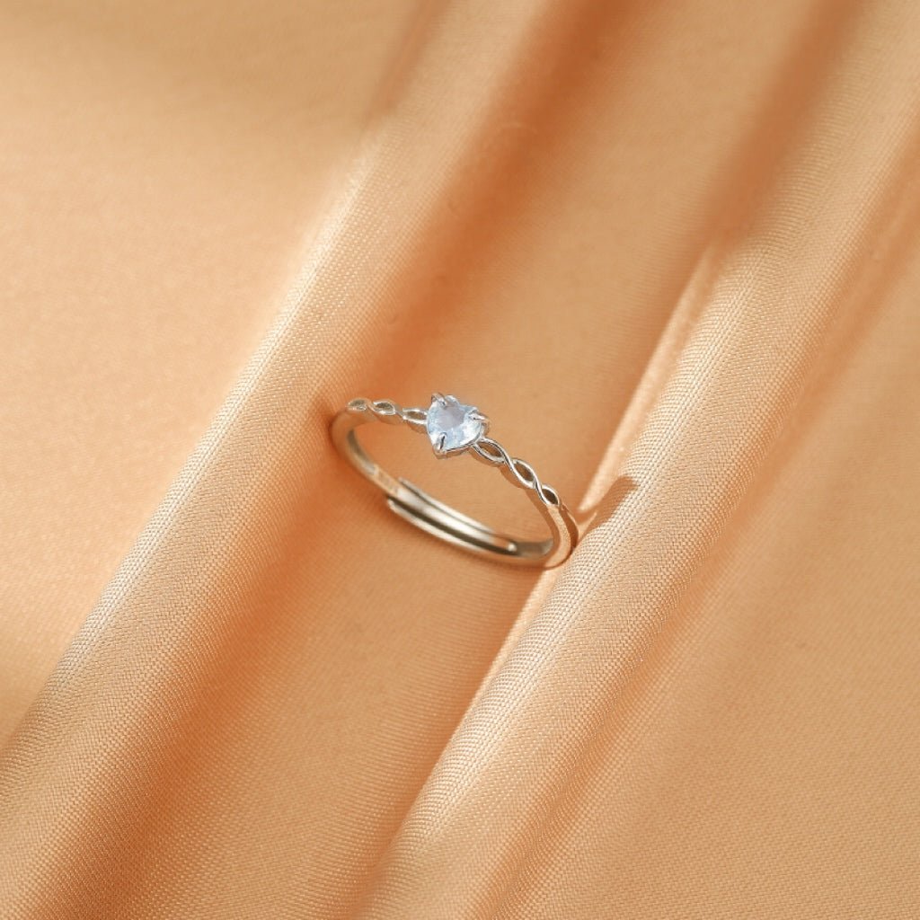 Bague Aigue-marine ajustable en argent | Cœur serein - Biloria