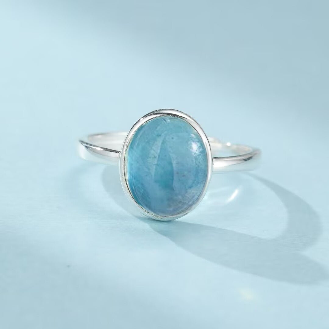 Bague Aigue Marine Argent 925 – Bijou Minimaliste Océan de Givre - Biloria
