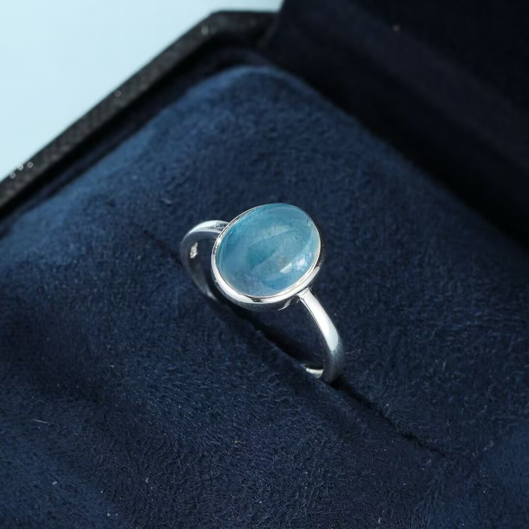 Bague Aigue Marine Argent 925 – Bijou Minimaliste Océan de Givre - Biloria