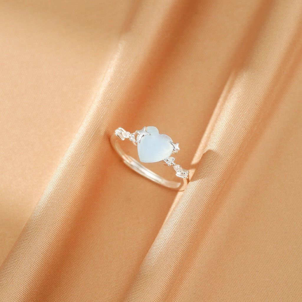 Bague Aigue-marine Cœur Étoilé en Argent 925 - Biloria