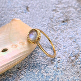 Bague Aigue Marine Labradorite Rêve Bleu Argent Plaqué Or - Biloria