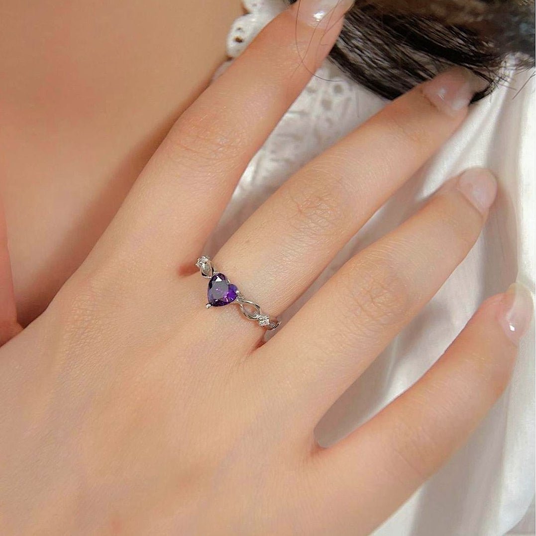 Bague Améthyste Cœur Infini – Argent Massif - Biloria