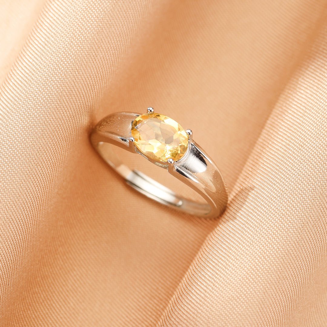 Bague Citrine Flamme Solaire Argent 925 - Biloria