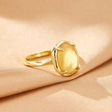 Bague Citrine Nacre Bien-être Émotionnel Argent Plaqué Or - Biloria