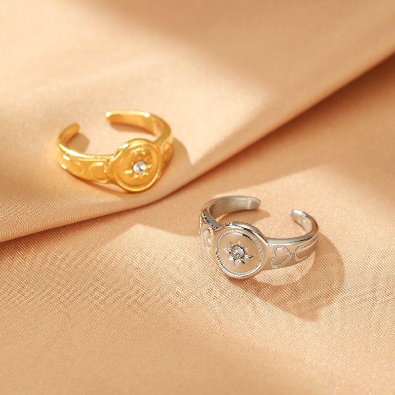 Bague Cœur Ajustable – Symbole d'Amour et d'Étoile - Biloria