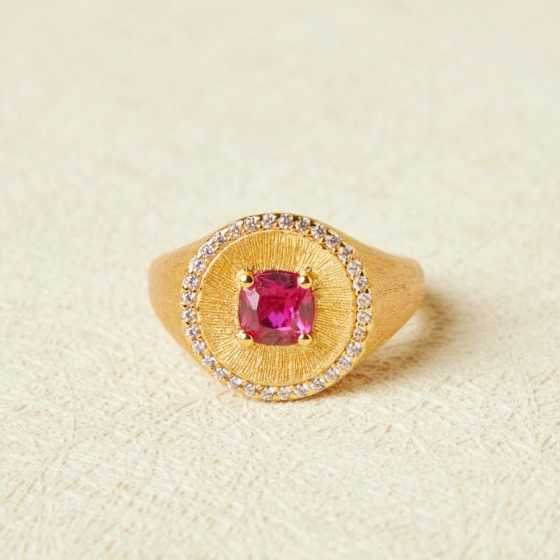 Bague Cornaline Argent Plaqué Or Énergisante – Femme - Biloria