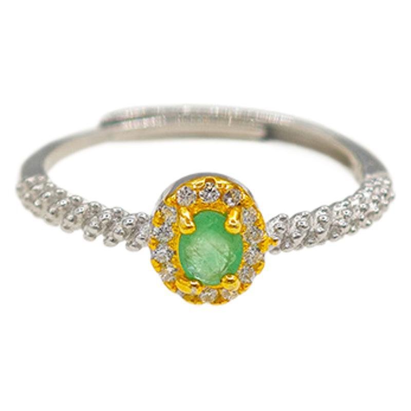 Bague Émeraude Argent 925 – Bijou Ajustable Pierre Naturelle - Biloria