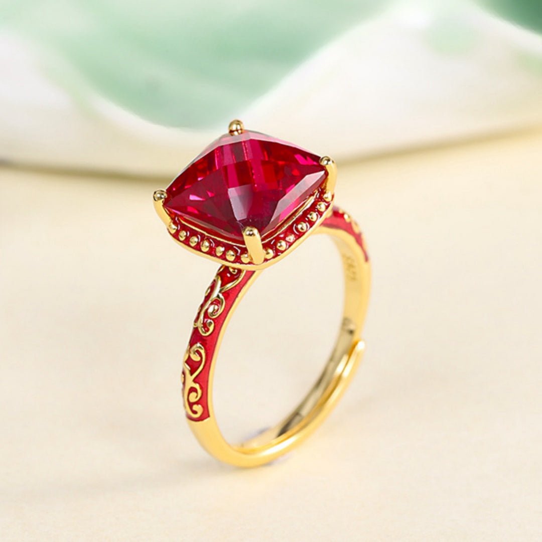 Bague en Cornaline et Argent Plaqué Or – Bijou Rétro - Biloria