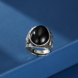Bague Homme Obsidienne Carpe Koï Force Aquatique - Biloria