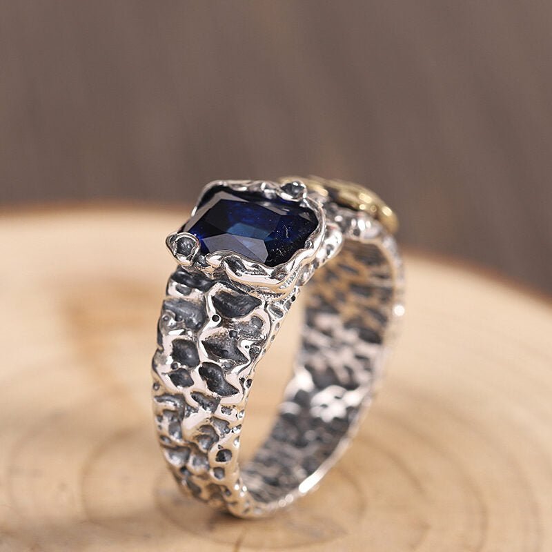 Bague Homme Zircon Bleu ou Violet – Argent 925 - Biloria