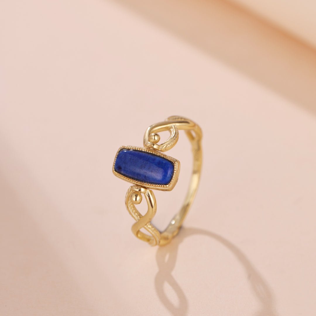 Bague Lapis Lazuli Labradorite Réversible Argent Plaqué Or - Biloria