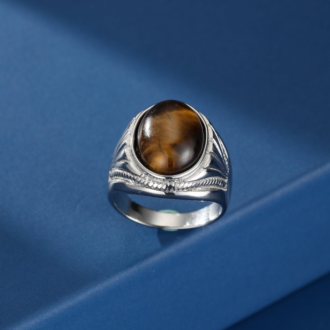 Bague Œil de Tigre Homme Acier Inoxydable 316L - Biloria