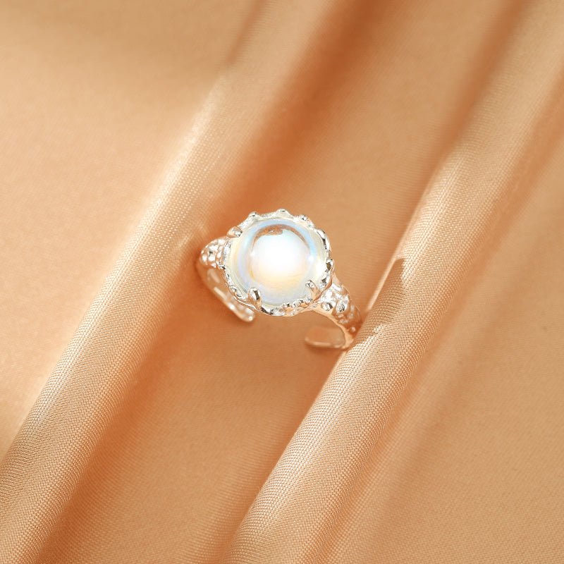 Bague Pierre de Lune Ajustable – Argent S925, Bijou Déco Bureau - Biloria
