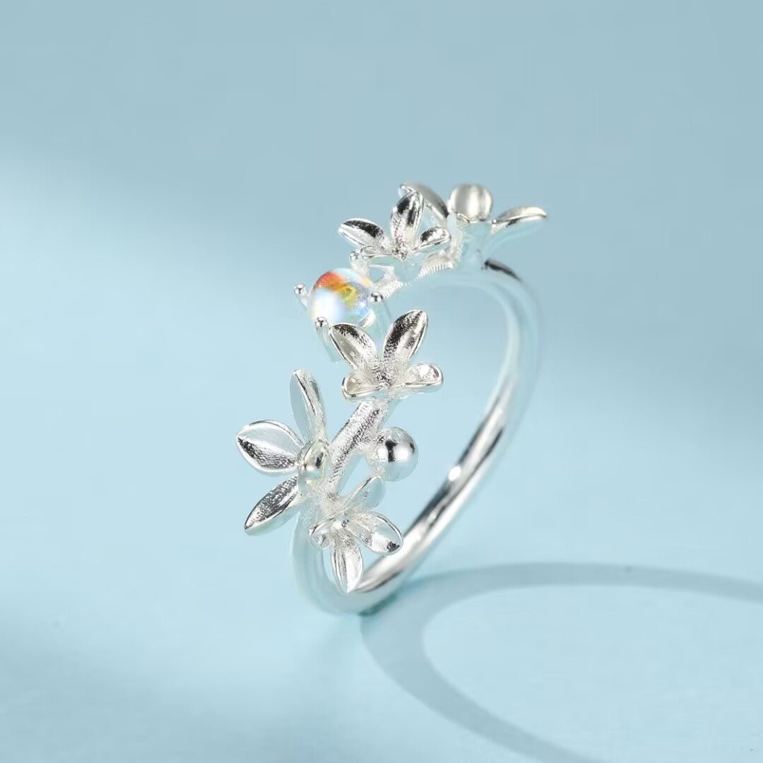 Bague Pierre de Lune Halo Divin pour Bureau - Argent - Biloria