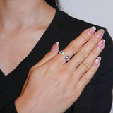 Bague Serpent Mystique avec Émeraude et Zircons - Argent 925 Ajustable - Biloria