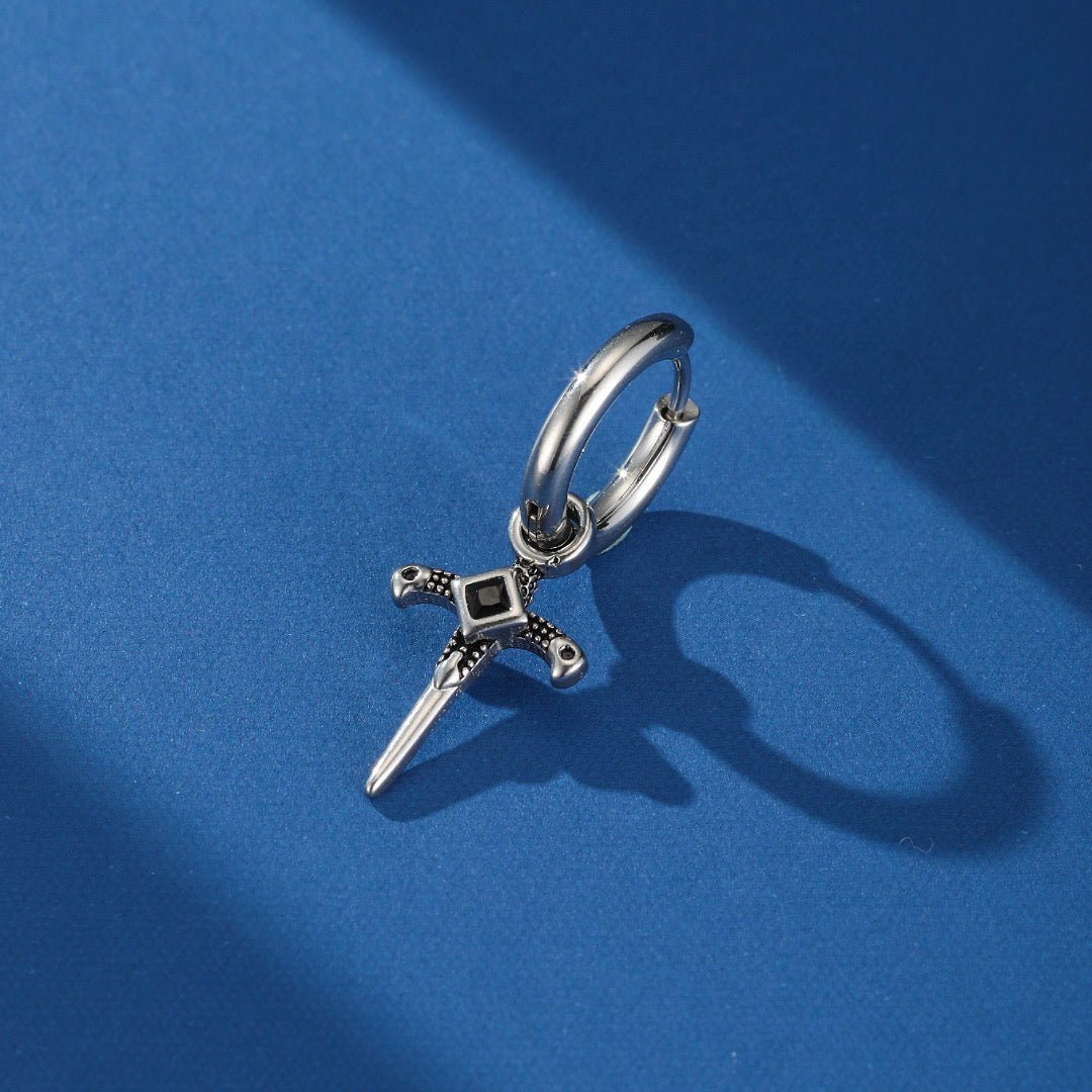 Boucle d'Oreille Homme Épée Viking - Acier Inoxydable 316L - Biloria