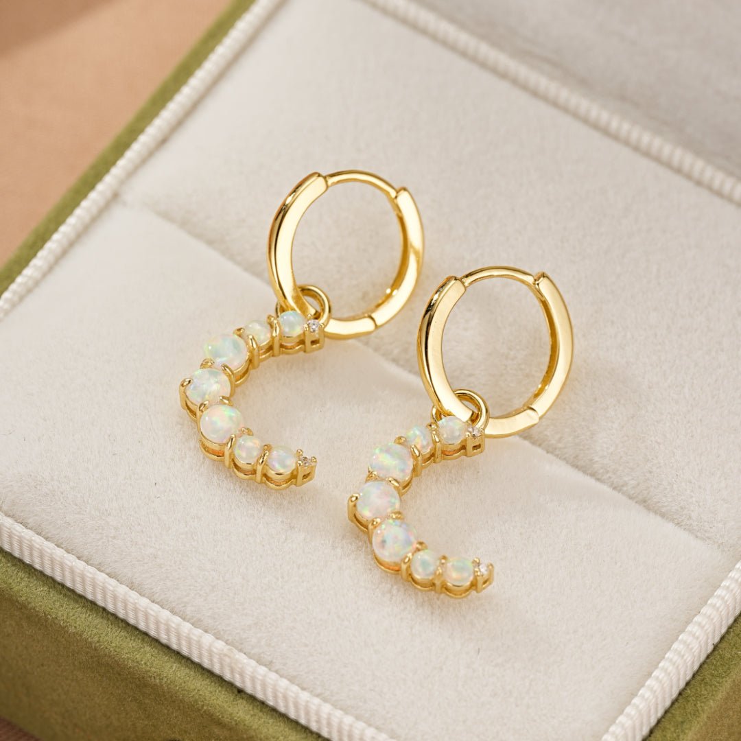 Boucle d'Oreille Opale Lune – Argent Plaqué Or 18K - Biloria