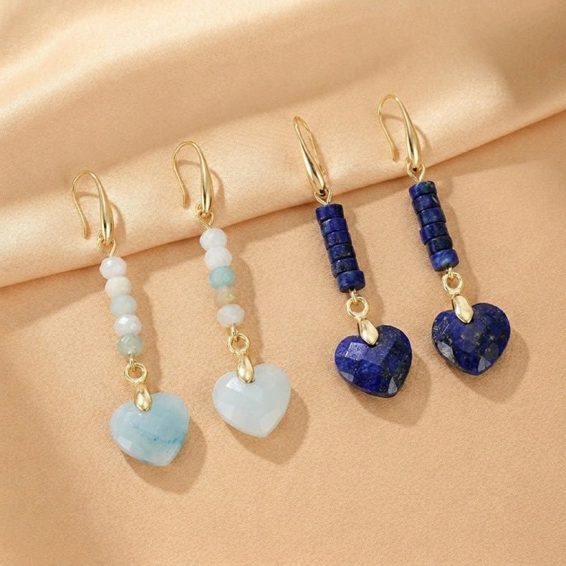 Boucles d'Oreilles Amazonite Cœur Serein – Bijoux Pierre Naturelle - Biloria