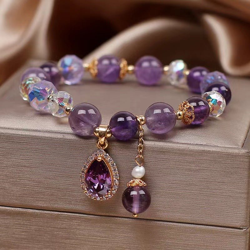 Bracelet Améthyste Quartz Clair 8mm Ajustable - Biloria