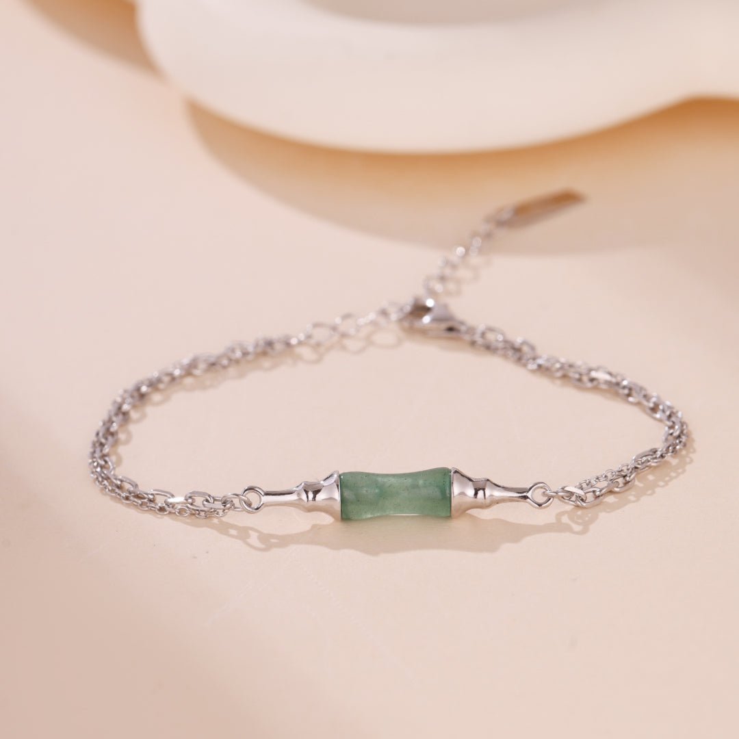 Bracelet Argent Aventurine Bambou – Sérénité et Croissance - Biloria