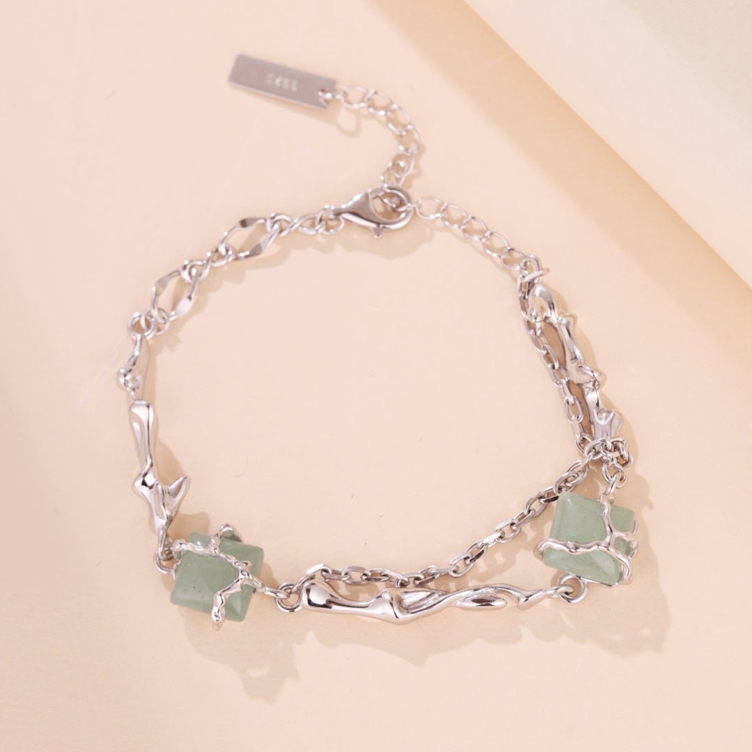 Bracelet Aventurine Fleur Argent 925 Apaisant - Biloria
