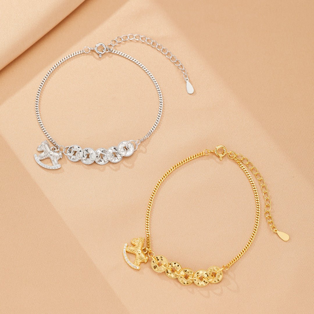 Bracelet Cheval Argent 925 – Breloque Équilibre Signe Astrologique - Biloria