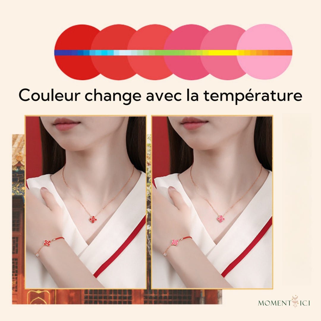 Bracelet Cordon Rouge Trèfle Chance Argent 925 - Biloria