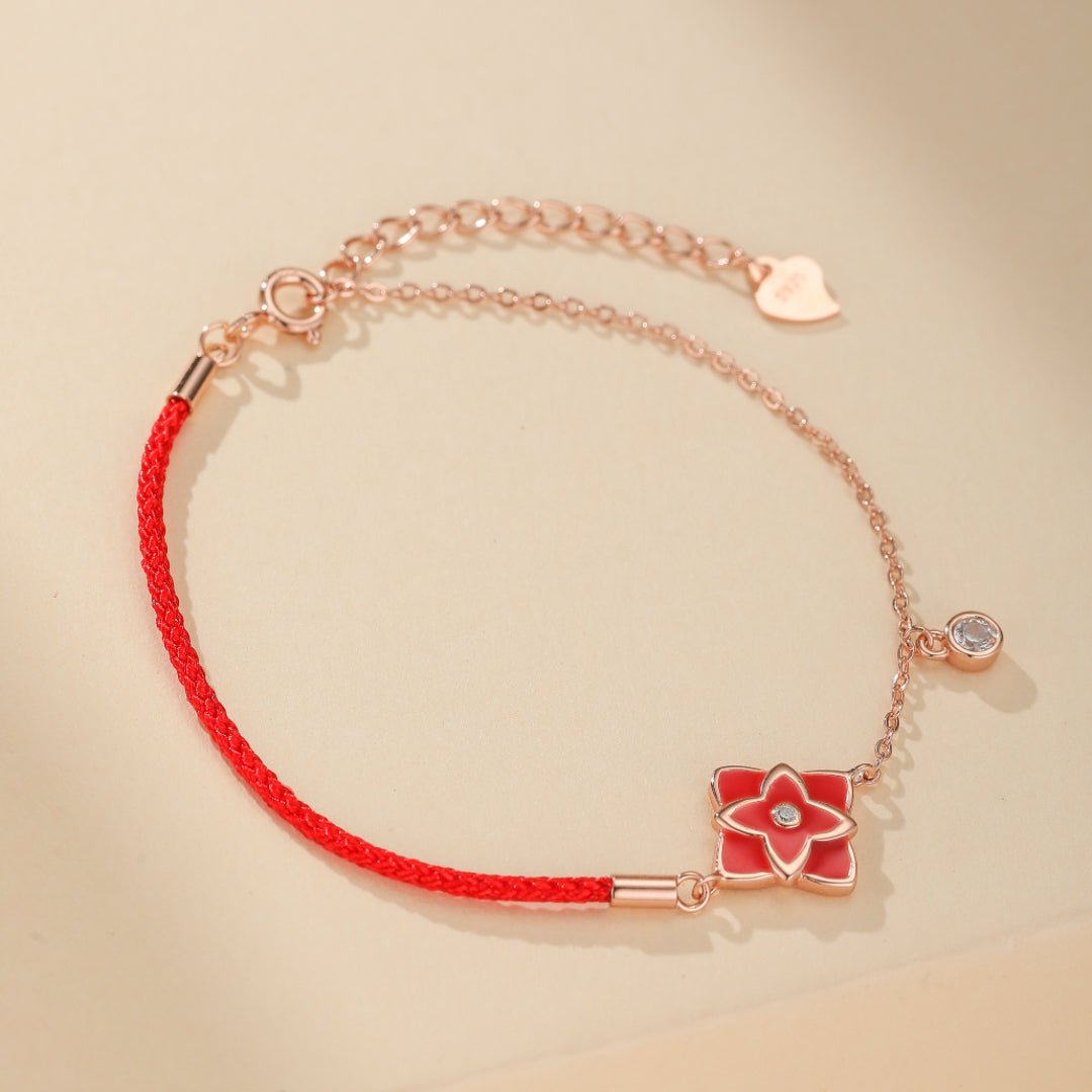 Bracelet Cordon Rouge Trèfle Chance Argent 925 - Biloria