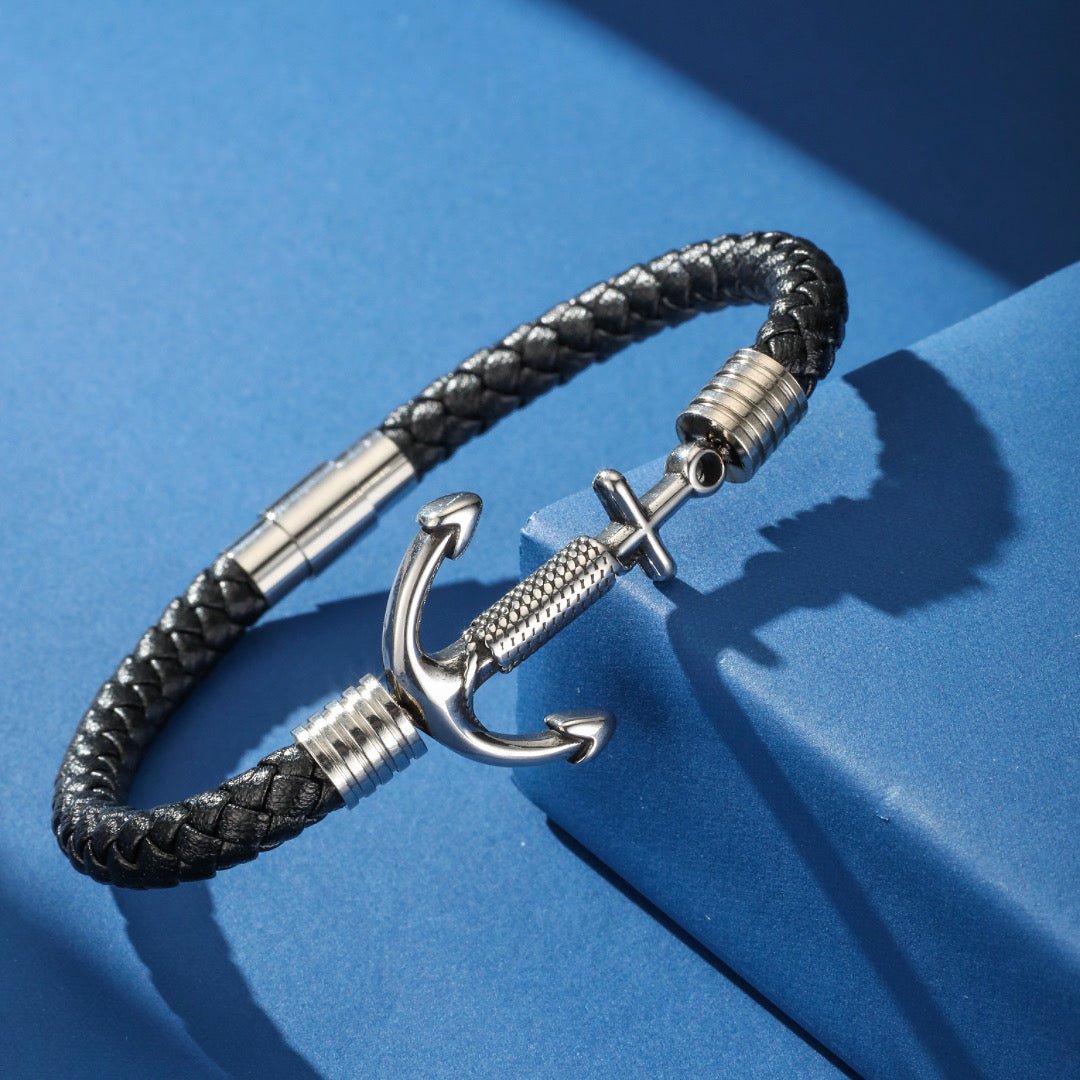 Bracelet Cuir Ancre Homme – Bijou Tendance Bureau - Biloria