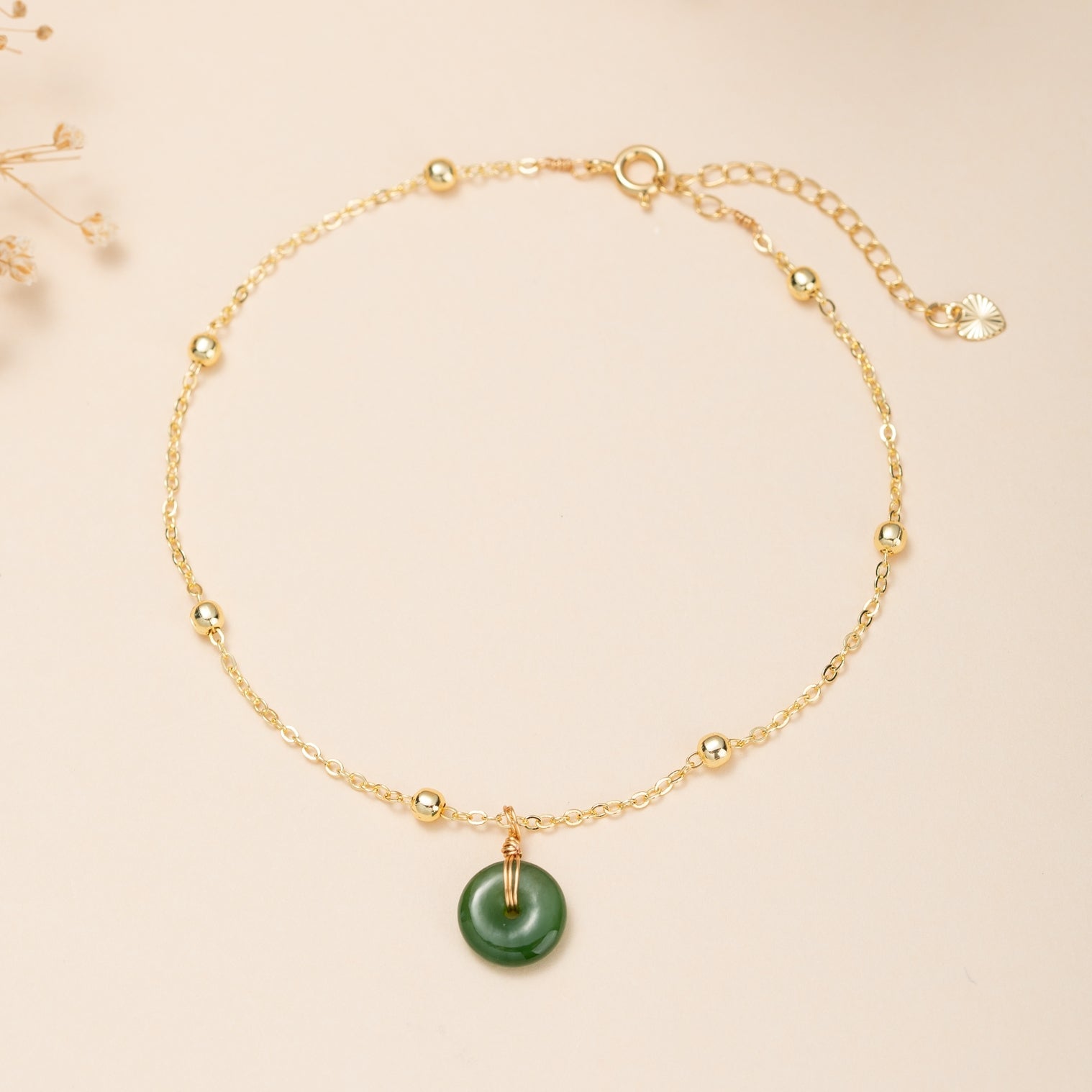 Bracelet de cheville Jade donut – Harmonie Feng Shui - Biloria