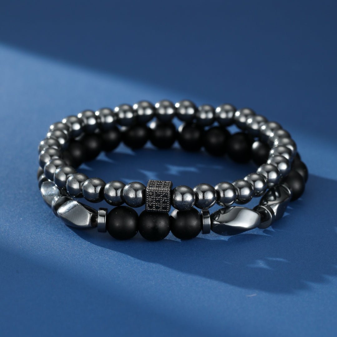Bracelet Hématite Obsidienne Homme – Protection et Ancrage - Biloria
