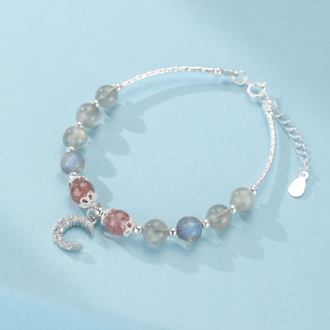 Bracelet Labradorite Quartz Fraise Argent 925 Bien-être - Biloria
