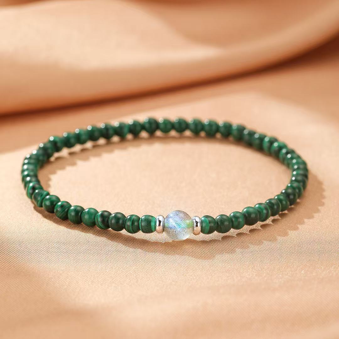 Bracelet Malachite et Labradorite en Argent - Harmonie et Protection - Biloria