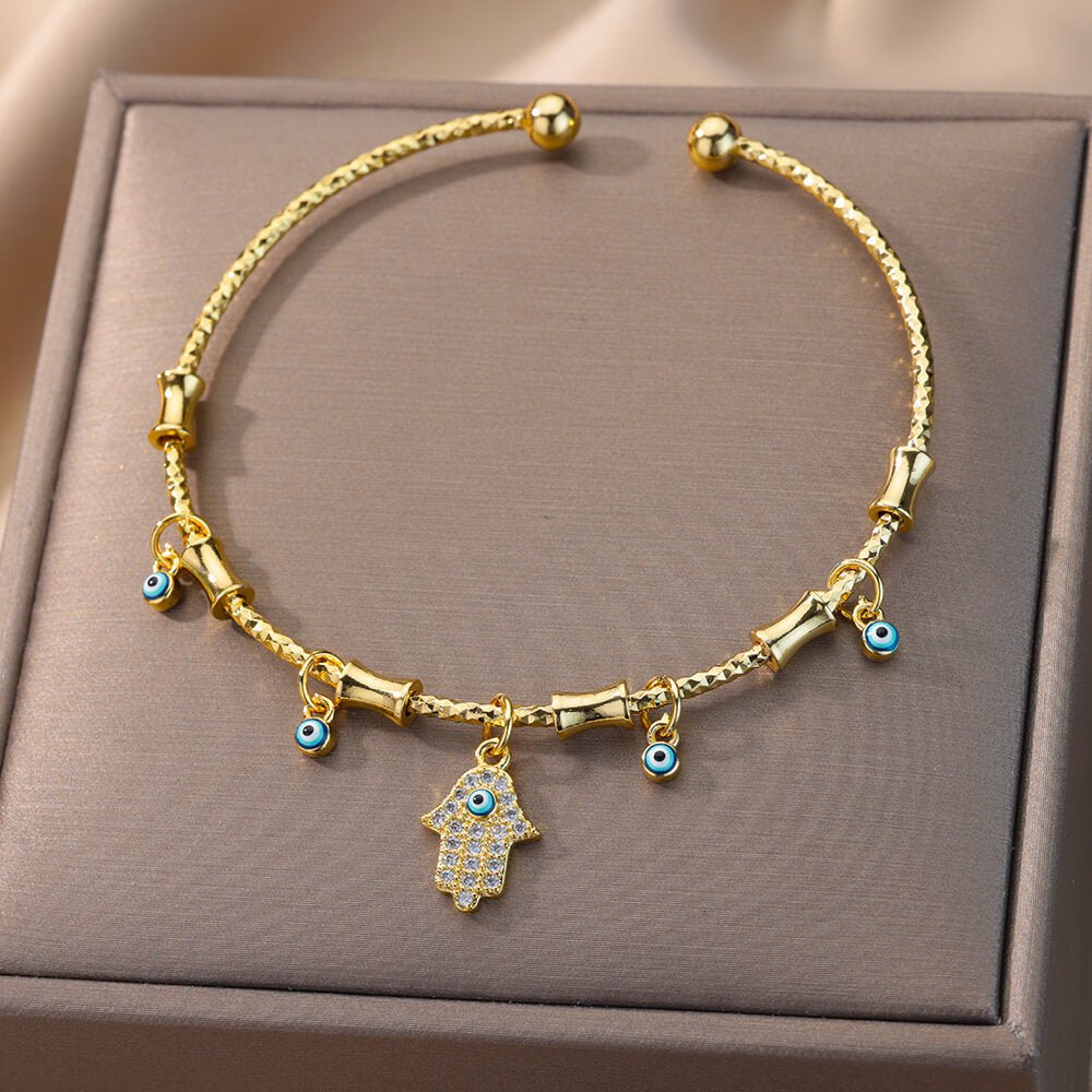 Bracelet Mauvais Œil Bénédiction en Zircon — Protection et Style - Biloria