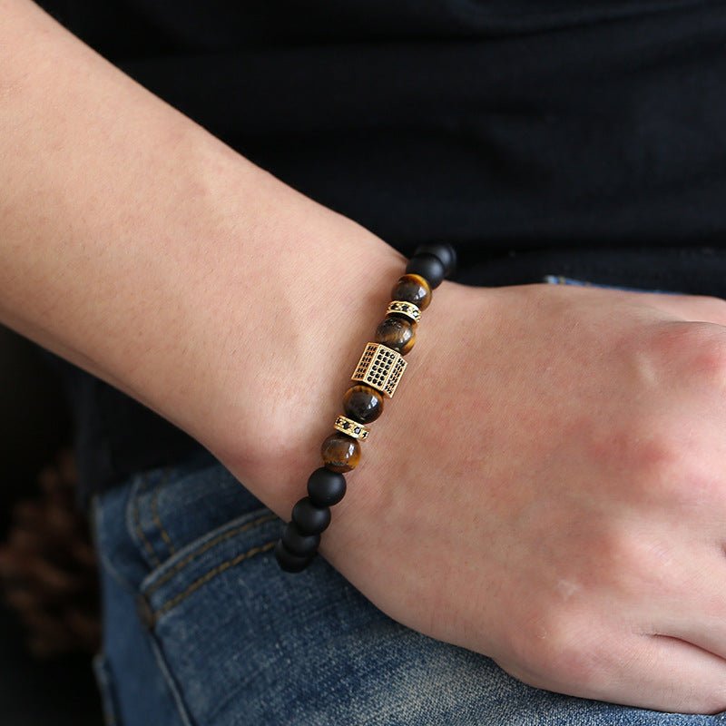 Bracelet Onyx Œil de Tigre Hexagone Protection - Biloria
