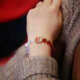 Bracelet Pi Xiu Agate Rouge et Blanche – Protection et Abondance - Biloria