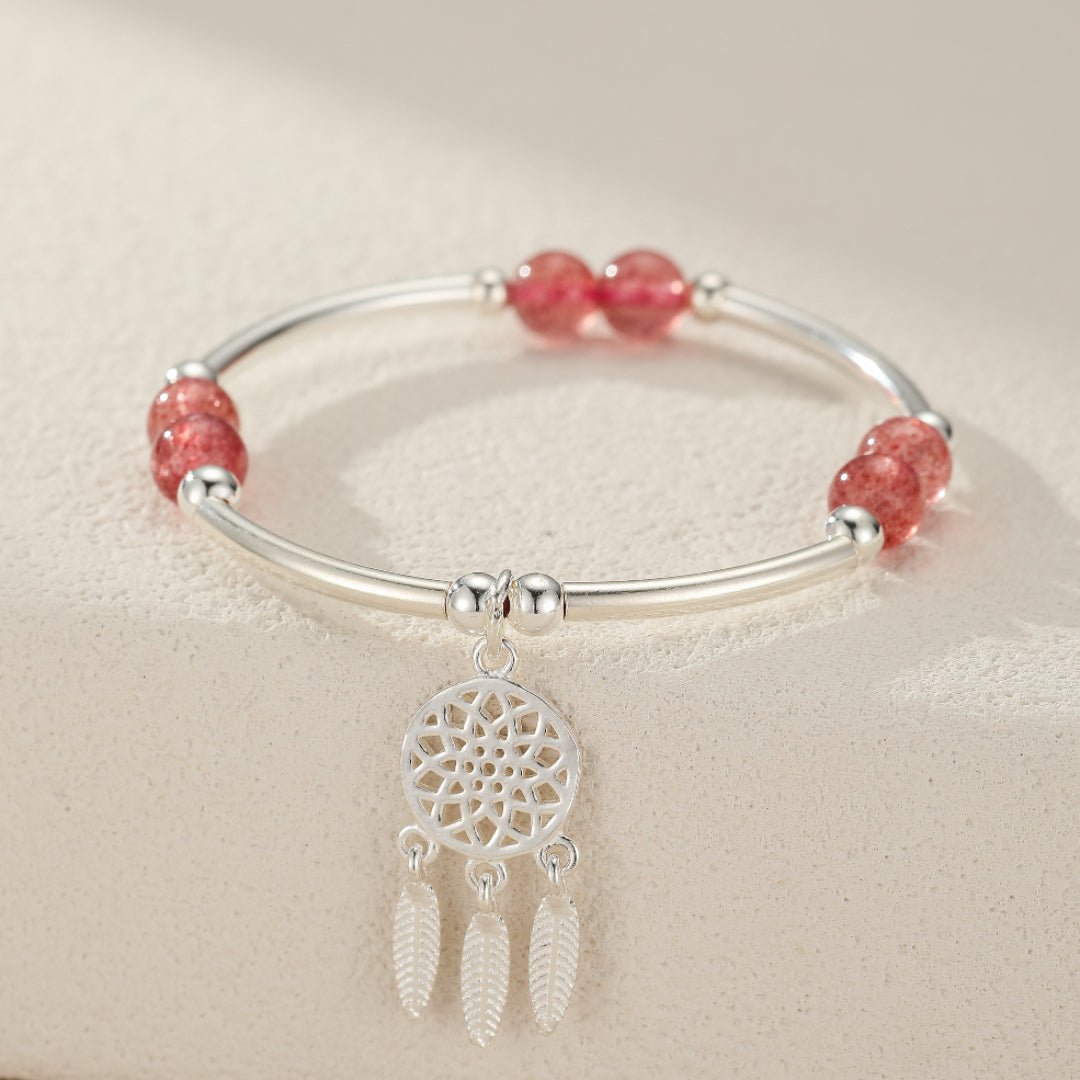 Bracelet Quartz Fraise Attrape-Rêves Enfant – Argent 925 - Biloria