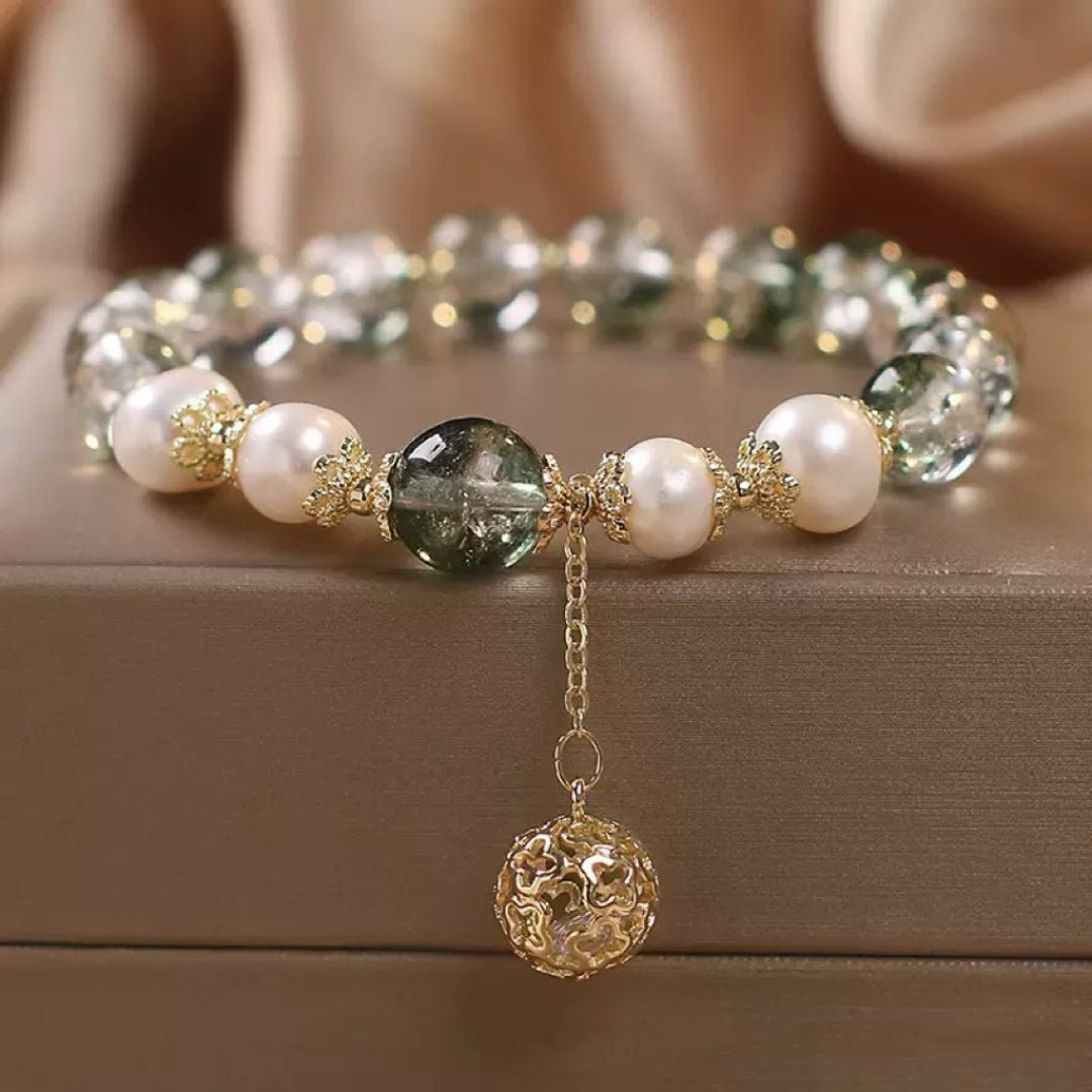Bracelet Quartz Vert Perle Naturelle Bijou Élégance Spirituelle - Biloria