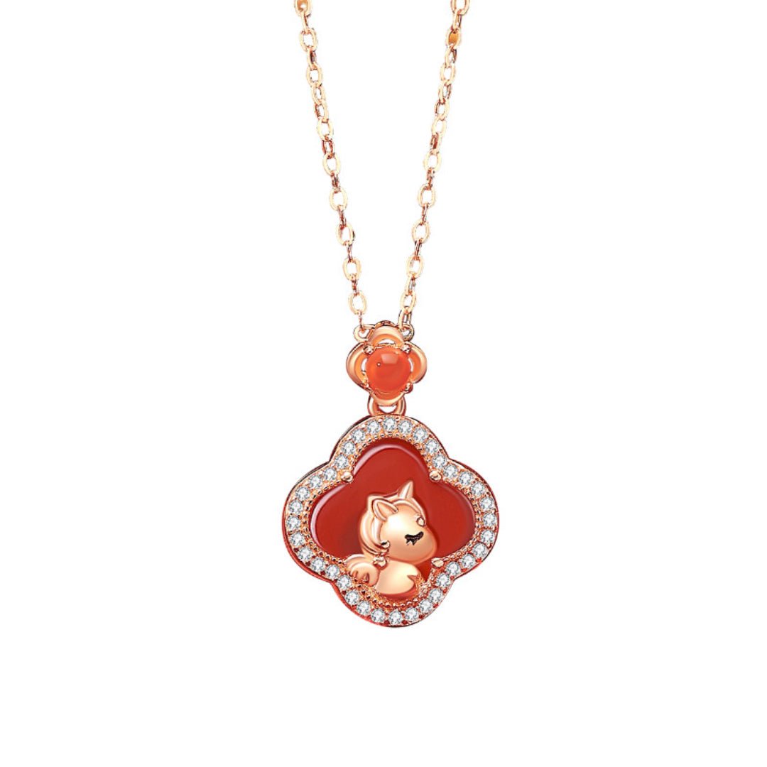 Collier Cheval Liberté Argent Plaqué Or Rose Zircons - Biloria
