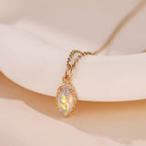 Collier Opale Flamme Mystique Argent Plaqué Or - Biloria