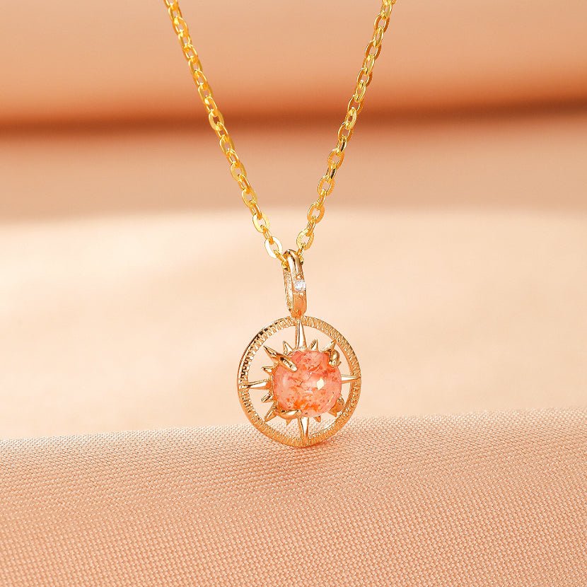 Collier Pierre de Soleil Aurore, Argent Plaqué Or - Biloria