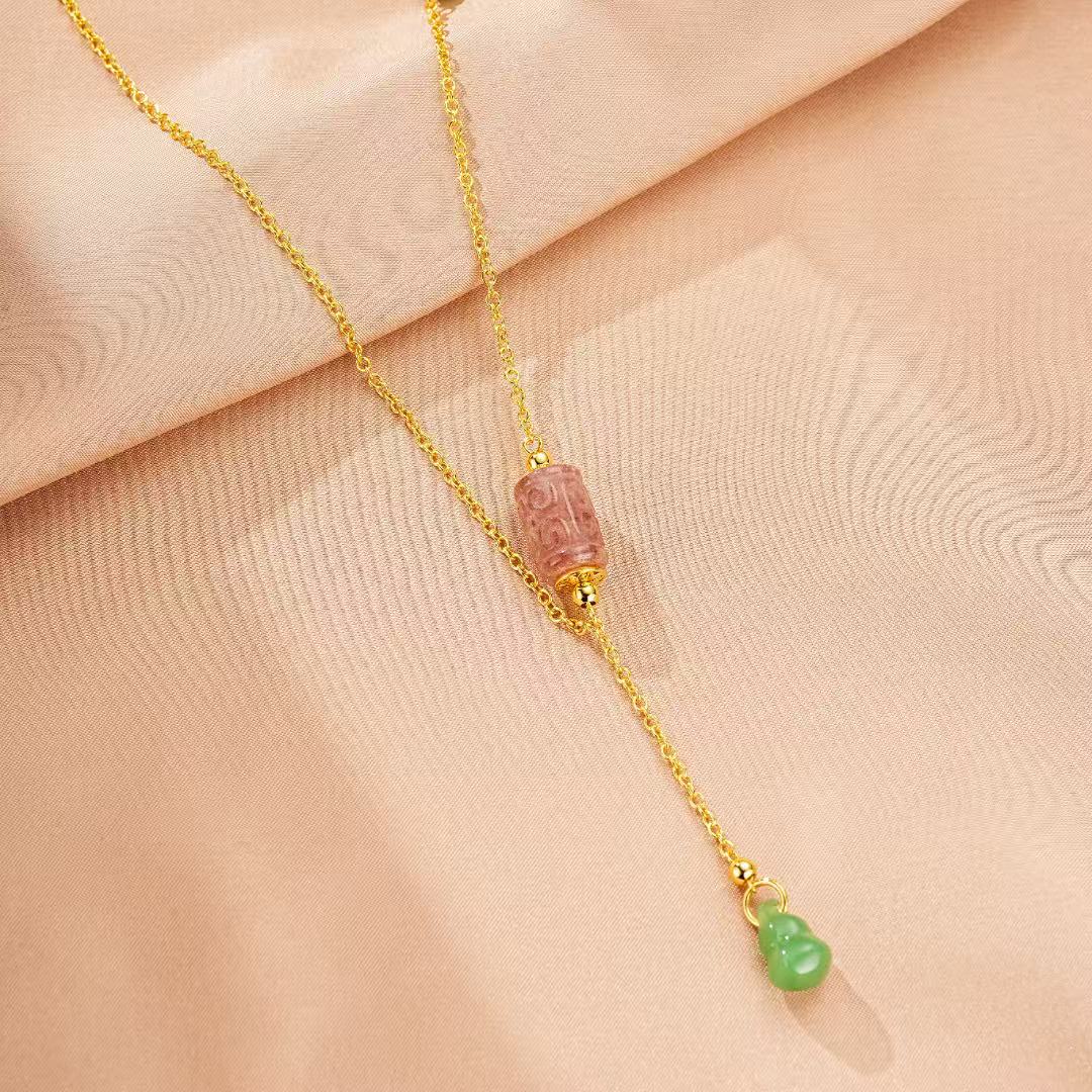 Collier Tourmaline Rose Sculptée – Bijou Talisman - Biloria
