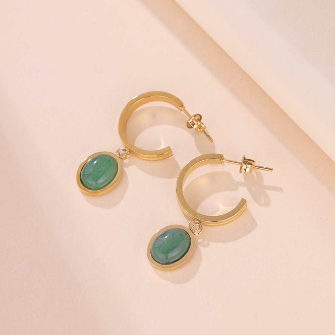 Quand la sérénité rencontre l'élégance : boucles d'oreilles Aventurine - Biloria